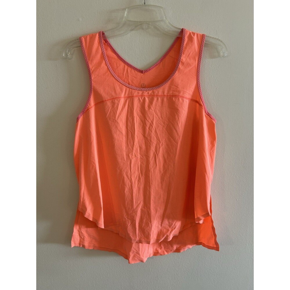 LULULEMON womens tank top orange coral Run Split singlet Size 8